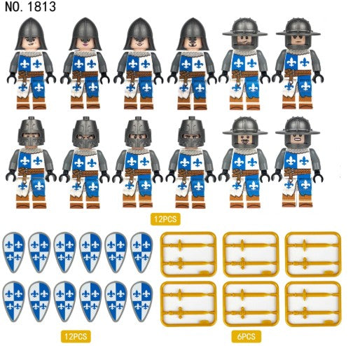 12-Piece Medieval Blue Soldier Army Set