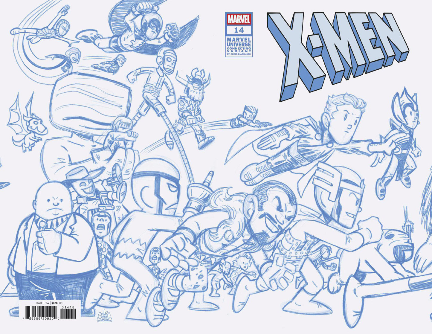 X-Men #14 Connecting Blue Line Sketch Wrap 1:50