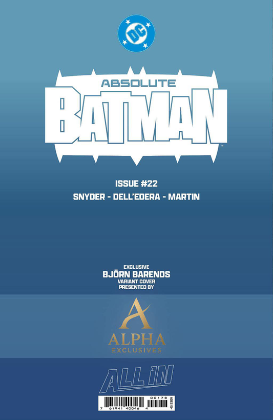 ABSOLUTE BATMAN #22 BJORN BARENDS EXCLUSIVE VIRGIN VAR (07/08/2026)