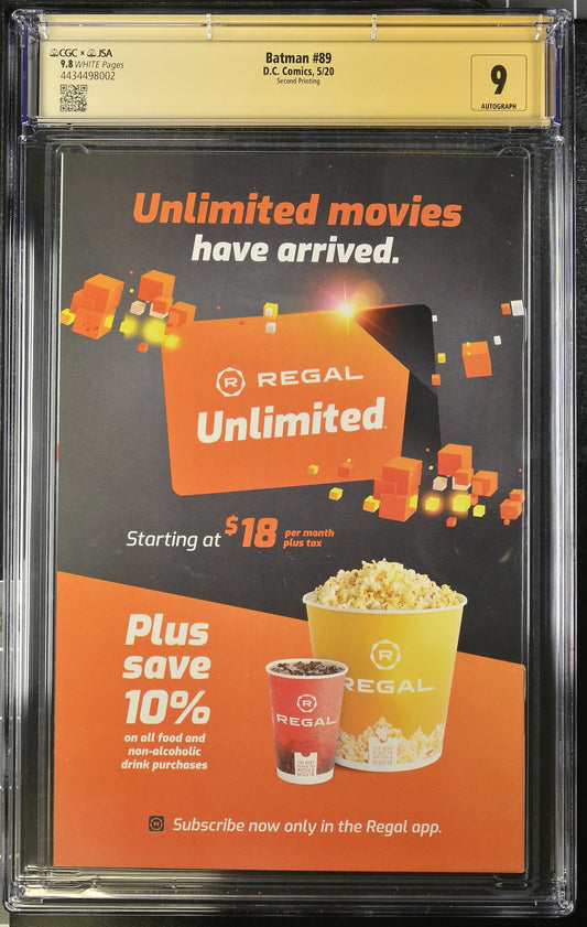 BATMAN #89 2ND PRINT - JAMES TYNION IV SIGNED, CGCxJSA 9.8 WHITE