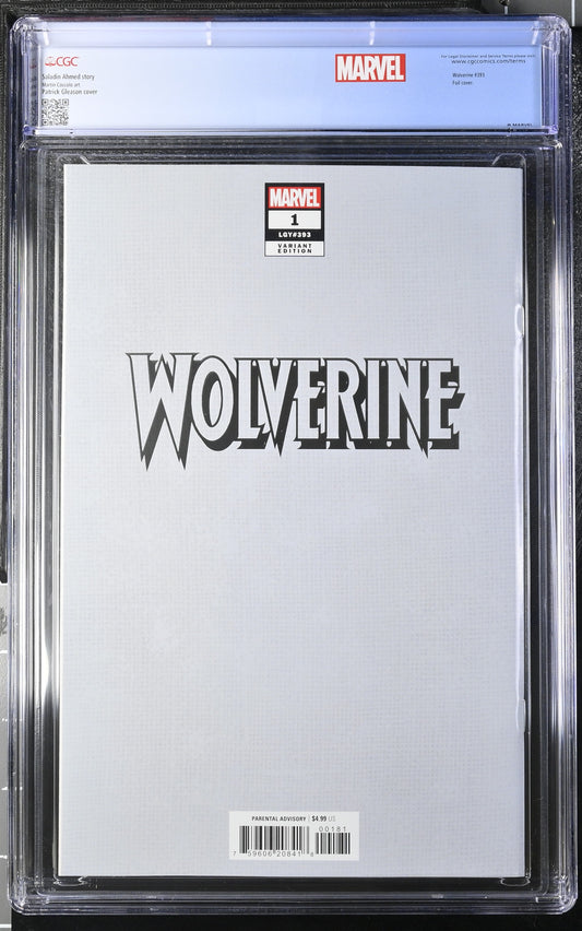 💎WOLVERINE #1 PAT GLEASON ADAMANTIUM FOIL VARIANT CGC 9.9 - CUSTOM WOLV LABEL