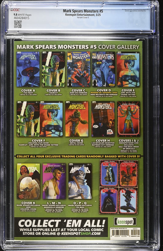 MARK SPEARS MONSTERS #5 CVR E GIRL WITH SNAKE TATTOO CGC 9.8