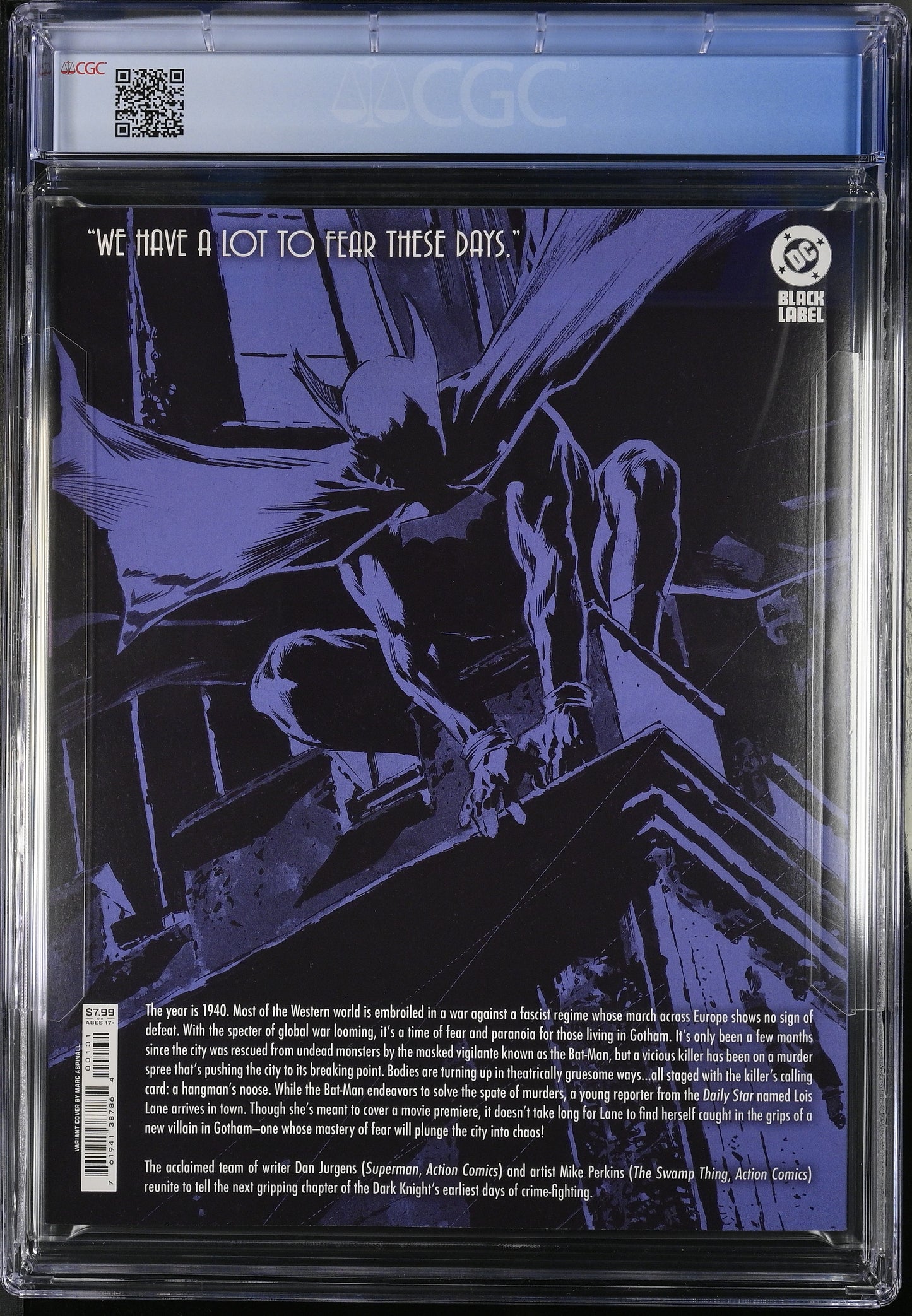 The Bat-Man: Second Knight #1 Aspinall Variant CGC 9.8
