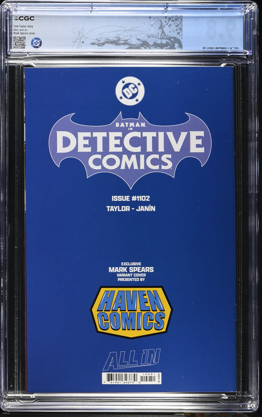 Detective Comics #1102 — Mark Spears Exclusive | CGC 9.8 | Custom Label