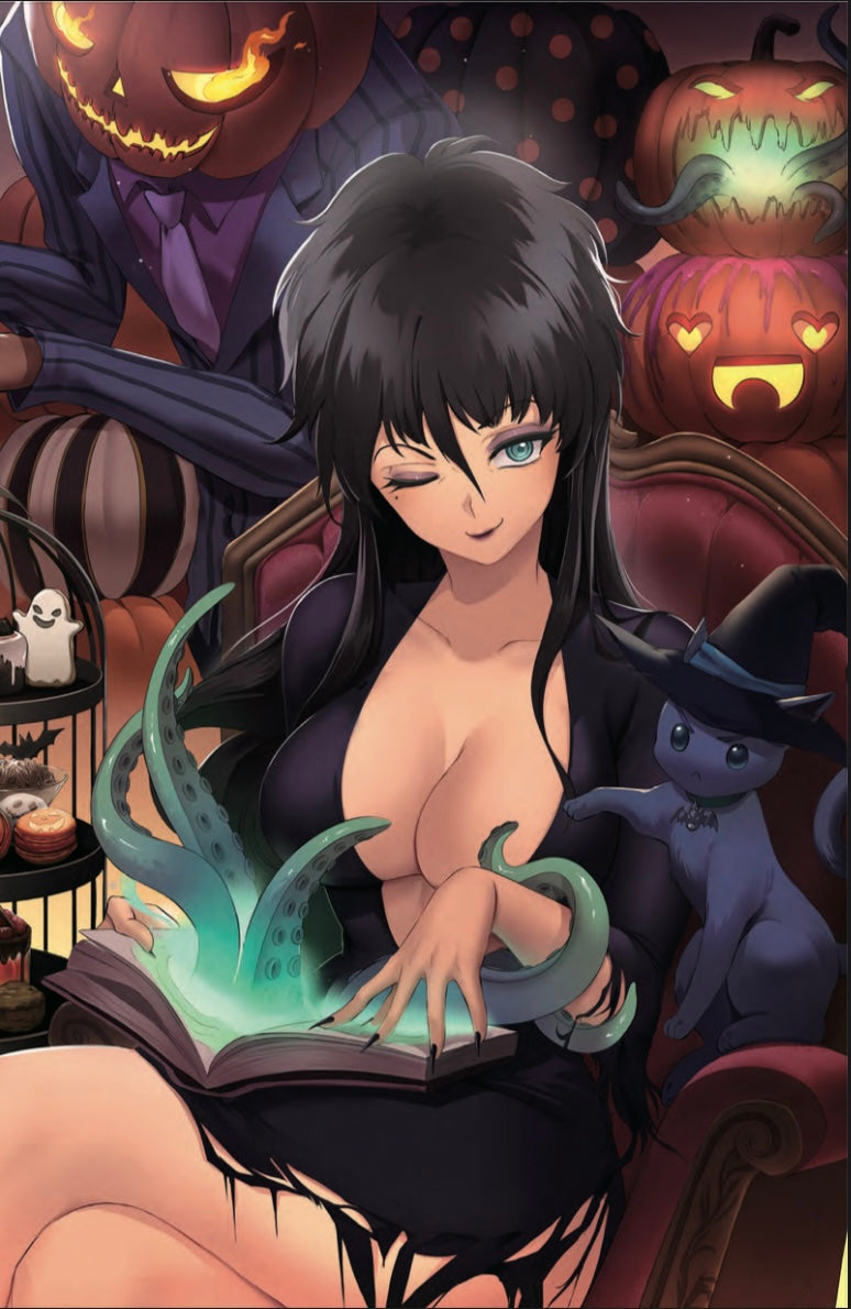 HARLEY QUINN X ELVIRA #2, RACHTA LIN VARIANT SET CONNECTING