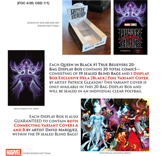 QUEEN IN BLACK #1 TRUE BELIEVERS 20-BAG DISPLAY BOX (PRESALE 07/01/2026)