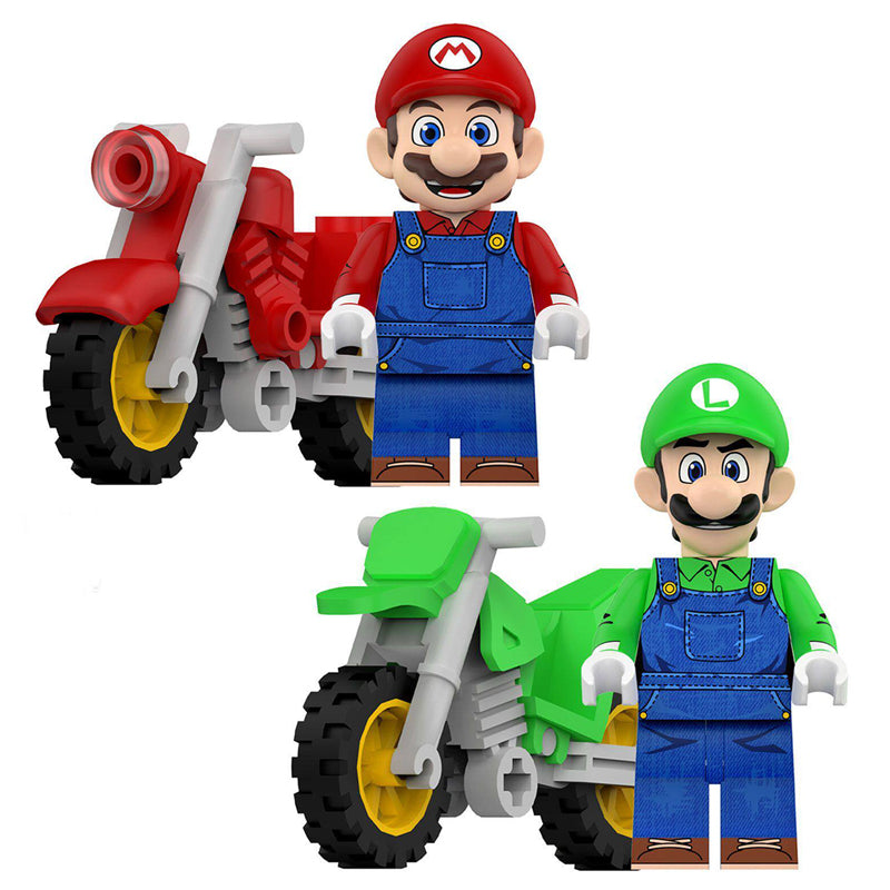 Mario & Luigi Motorcycle Minifigure Set – 2-Piece