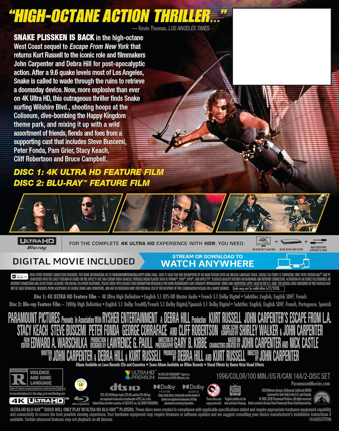 Escape From L.A - 30th Anniversary Limited Edition Steelbook (4K Ultra HD + Blu-ray + Digital)