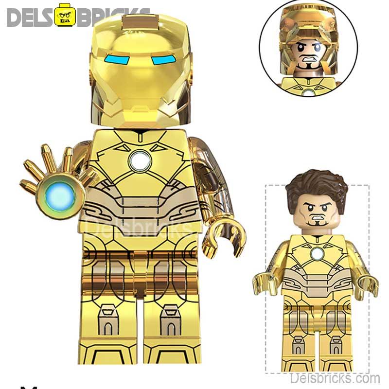 Iron Man Avengers Tony Stark Gold suit Lego Minifigures Custom Toys 3