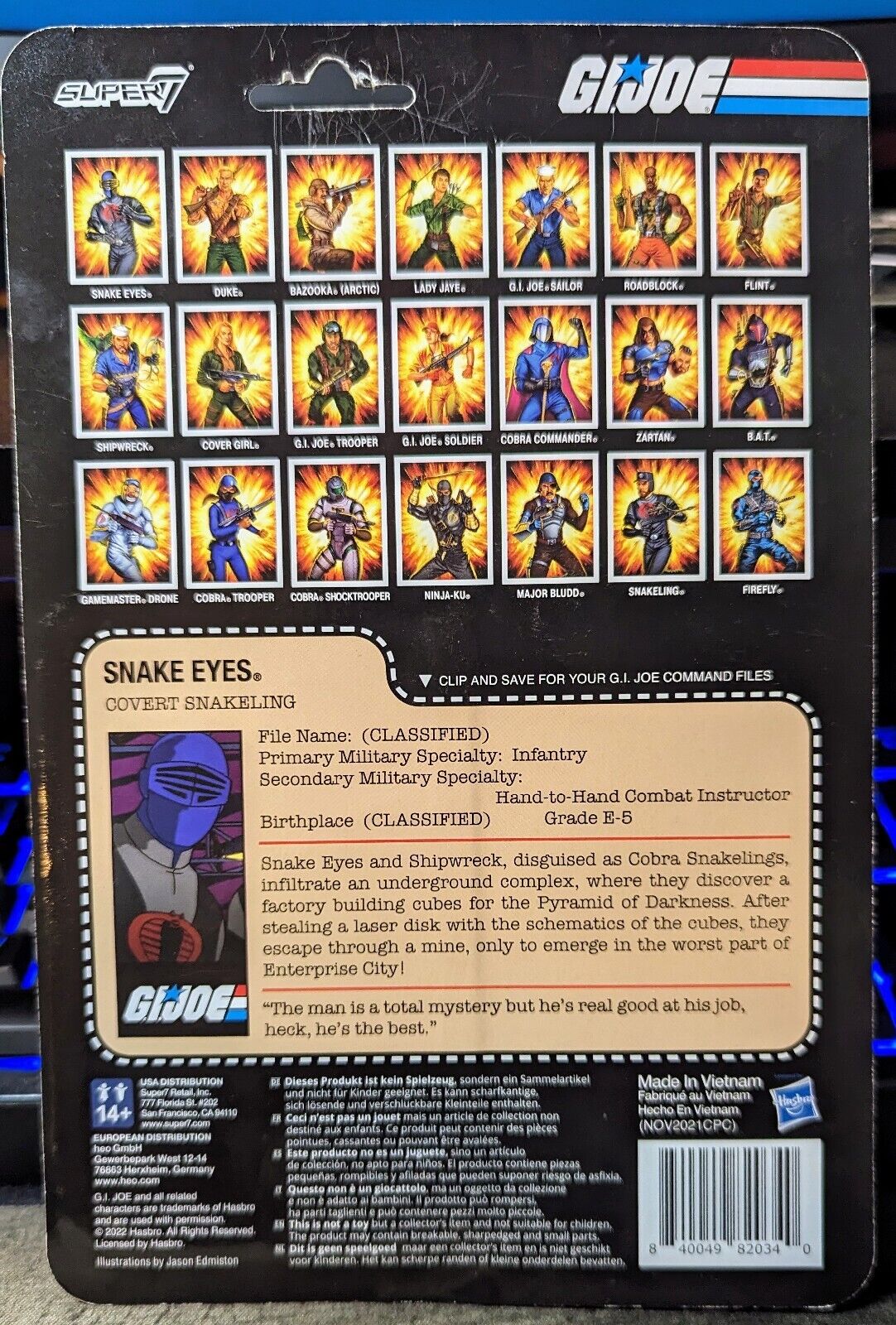 Snake Eyes G.I. Joe Super 7 Reaction Action Figure