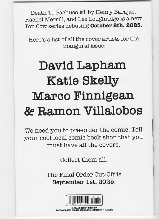 DEATH TO PACHUCO #1 (2025) ASHCAN IMAGE BARAJAS MERRILL