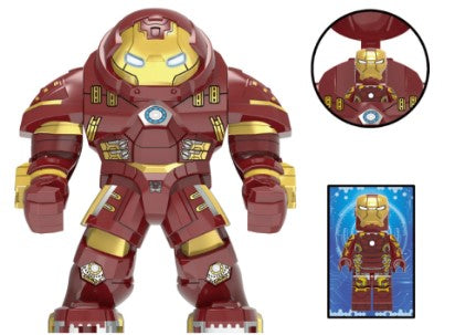 Crimson Titan Mech Suit Custom Minifigure – Heavy Armor Buster with Gold Detailing
