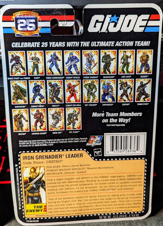 GI Joe 25th Anniversary Destro Iron Grenadier Leader MOC Foil Card
