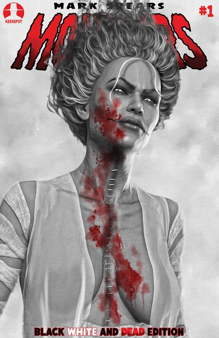 MARK SPEARS MONSTERS #1 7TH PTG B&W DEAD EDITION CVR B MARK SPEARS THE CRIMSON BRIDE VARIANT