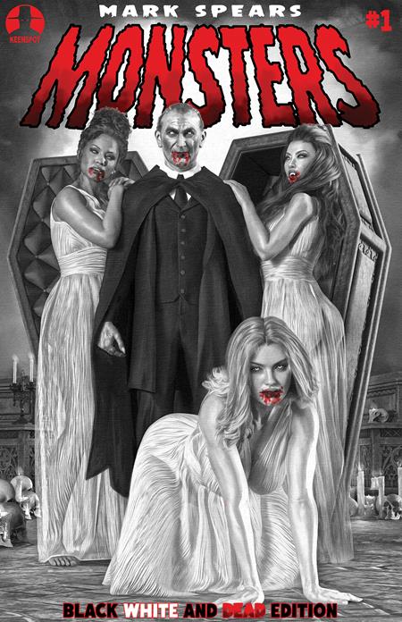 MARK SPEARS MONSTERS #1 7TH PTG B&W DEAD EDITION CVR C MARK SPEARS COURT OF BLOOD VARIANT
