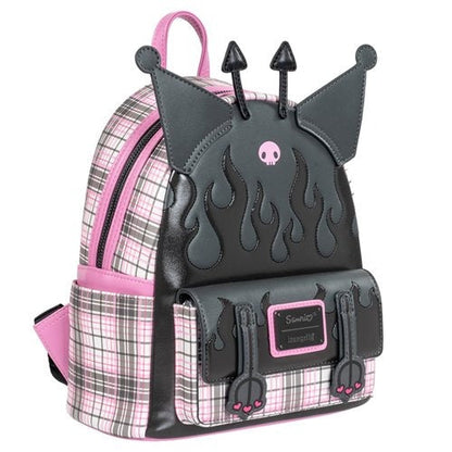 Loungefly Sanrio Kuromi Flames and Plaid Mini-Backpack - Entertainment Earth Exclusive