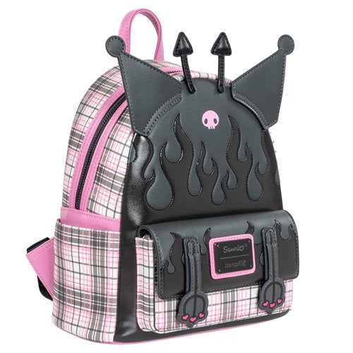 Loungefly Sanrio Kuromi Flames and Plaid Mini-Backpack - Entertainment Earth Exclusive