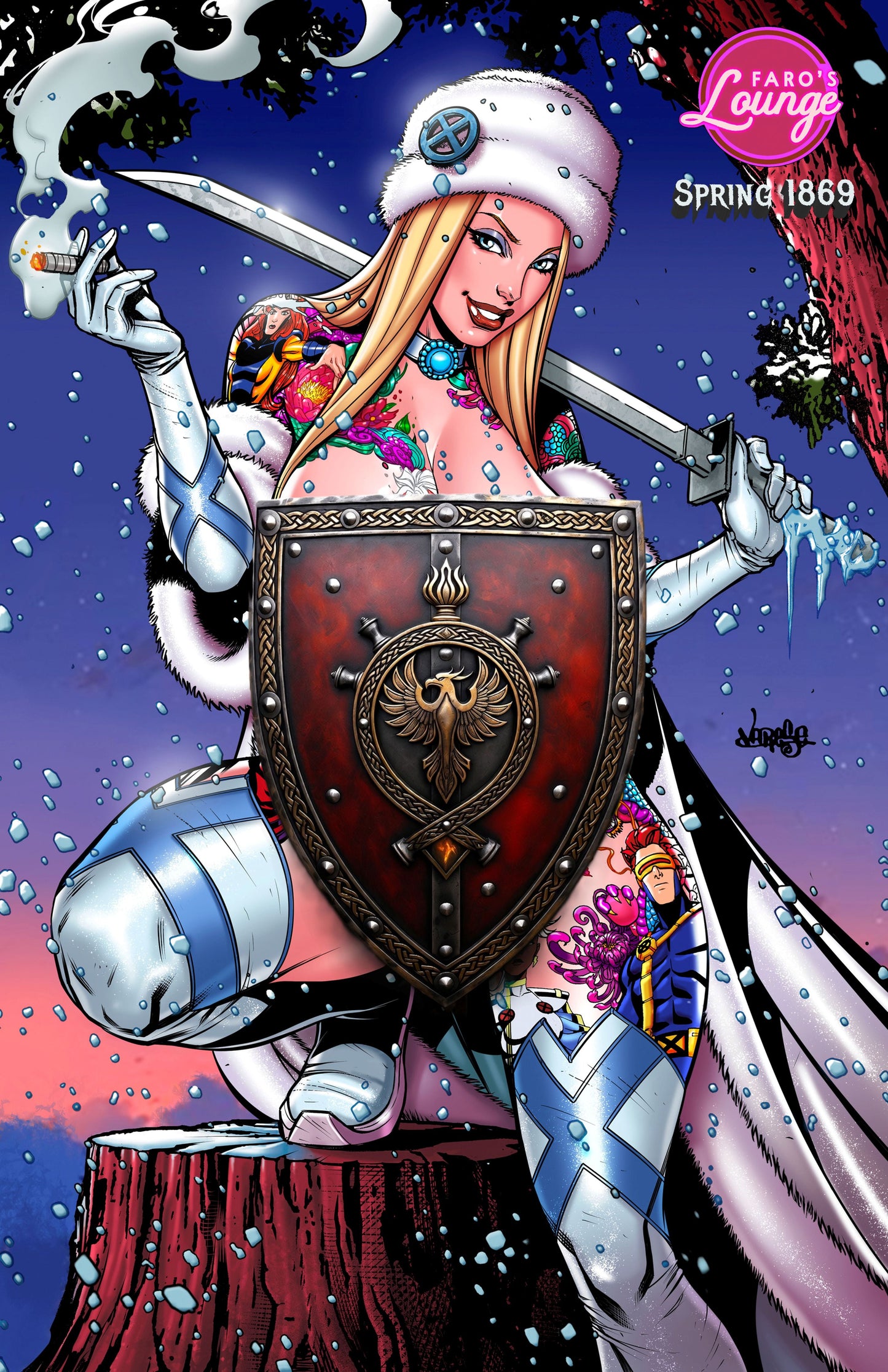 Assassin's Greed – Duster LTD 50 Yakuza Cover | Psylocke & Sabretooth Pink Ink Art by Jose Varese