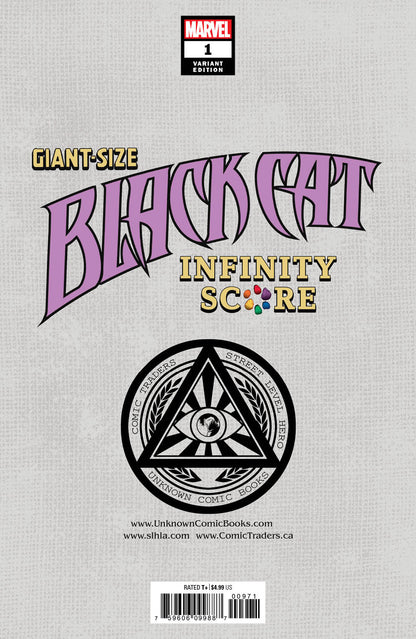 GIANT-SIZE BLACK CAT INFINITY SCORE #1 UNKNOWN COMICS MARCO TURINI EXCLUSIVE VAR (11/24/2021) (12/08/2021)