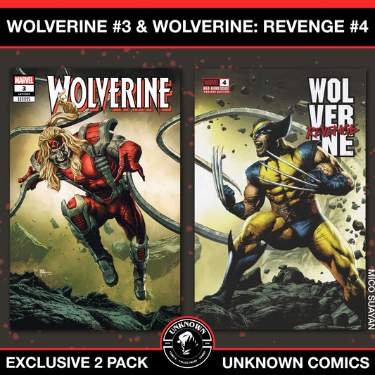 [2 Pack] Wolverine #3 & Wolverine: Revenge - Red Band #4 MICO SUAYAN Connecting Cover Exclusive Var [Polybagged] Explicit Content (01/22/2025)