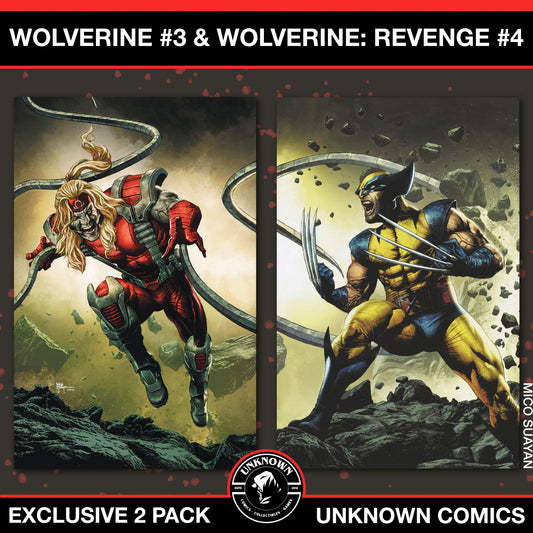 [2 Pack] Wolverine #3 & Wolverine: Revenge - Red Band #4 MICO SUAYAN Connecting Cover Exclusive Virgin Var [Polybagged] Explicit Content (01/22/2025)
