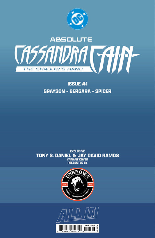ABSOLUTE CASSANDRA CAIN THE SHADOW'S HAND #1 (ONE SHOT) TONY DANIEL EXCLUSIVE VIRGIN VAR (09/09/2026) (09/16/2026)