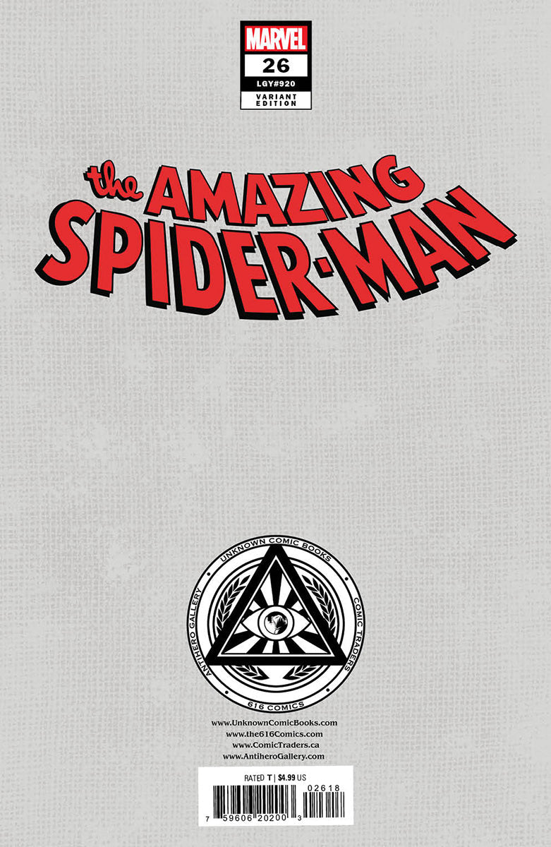 AMAZING SPIDER-MAN #26 UNKNOWN COMICS KAARE ANDREWS EXCLUSIVE VIRGIN VAR (05/31/2023)