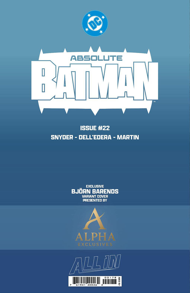 ABSOLUTE BATMAN #22 BJORN BARENDS EXCLUSIVE VIRGIN VAR (07/08/2026)