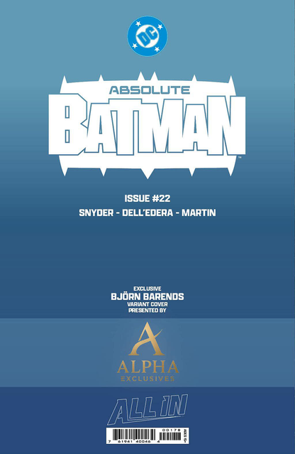 ABSOLUTE BATMAN #22 BJORN BARENDS EXCLUSIVE VIRGIN VAR (07/08/2026)