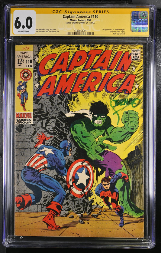 Captain America, Vol. 1 #110- CGC 6.0 OFF-WHITE - SIGNED BY JIM STERANKO