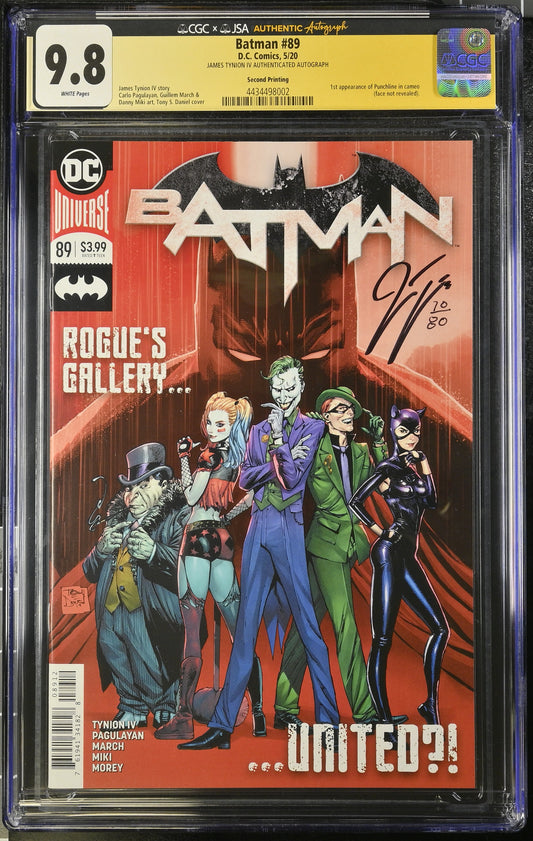 BATMAN #89 2ND PRINT - JAMES TYNION IV SIGNED, CGCxJSA 9.8 WHITE