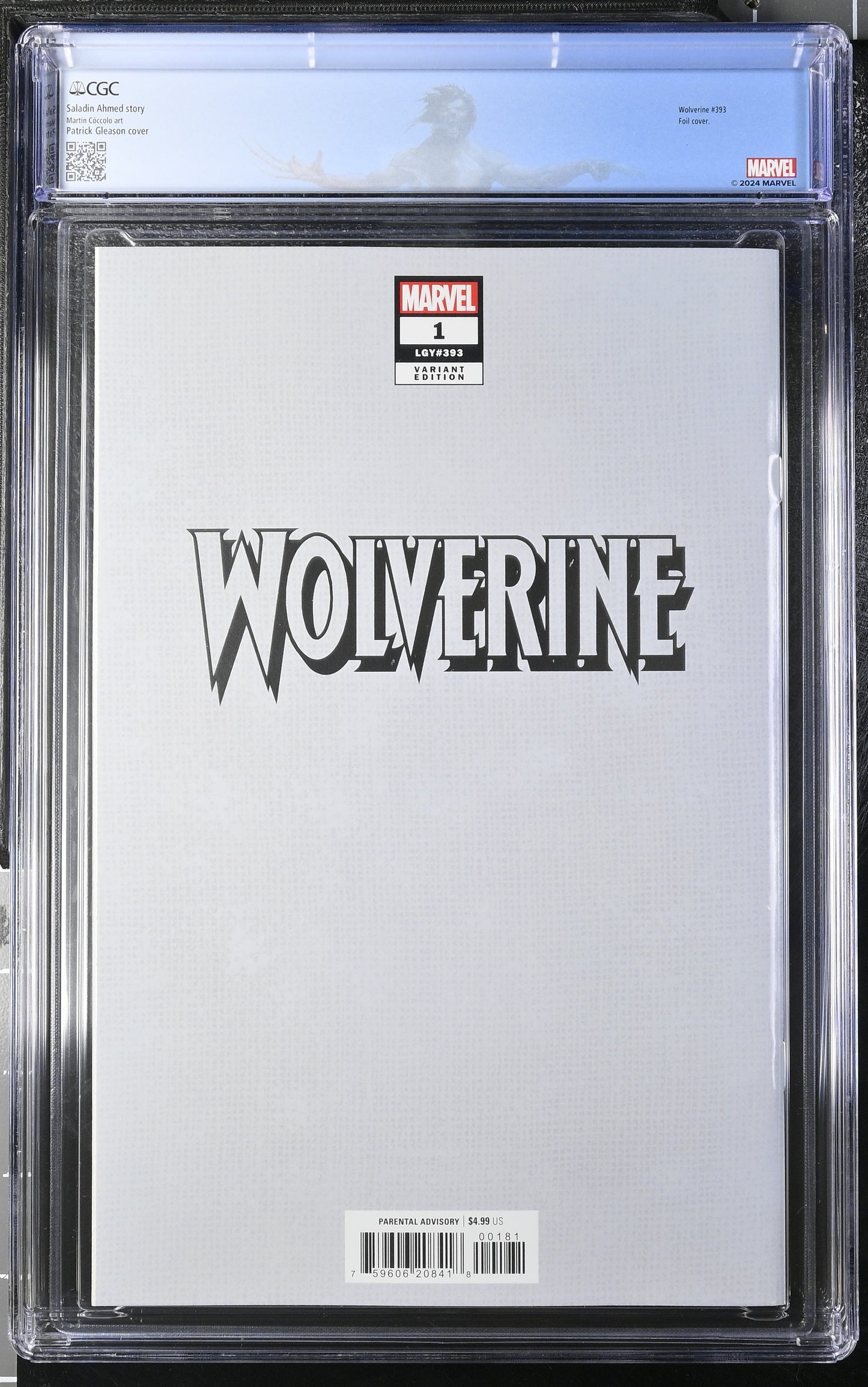 WOLVERINE #1 PAT GLEASON ADAMANTIUM FOIL VARIANT CGC 9.9 - CUSTOM LTD LABEL