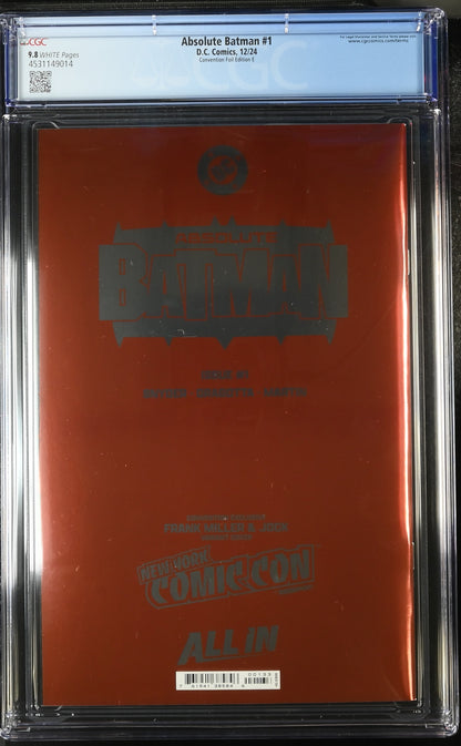 ABSOLUTE BATMAN #1 MILLER FOIL 1ST PRINT NYCC - CGC 9.8