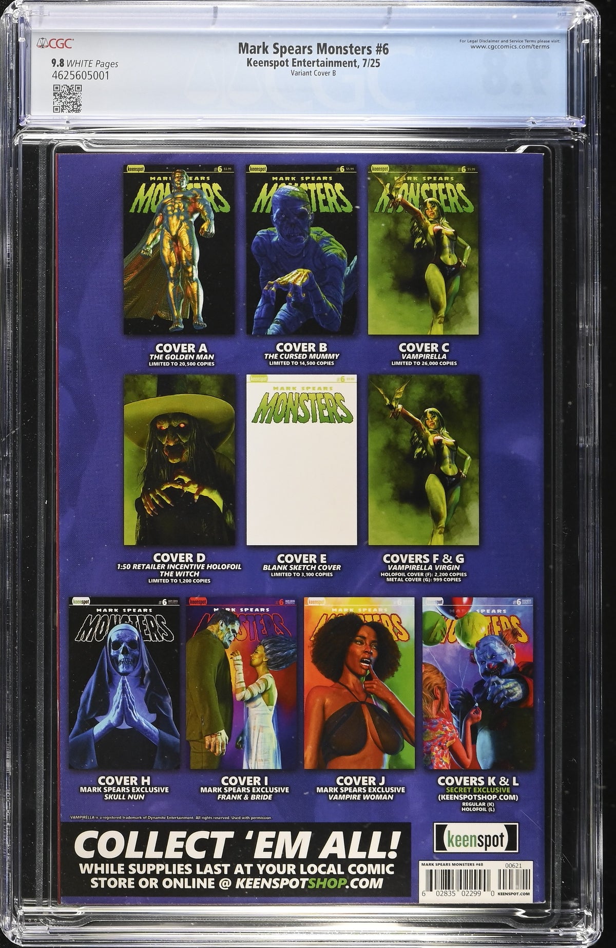 MARK SPEARS MONSTERS #6 CVR B CGC 9.8