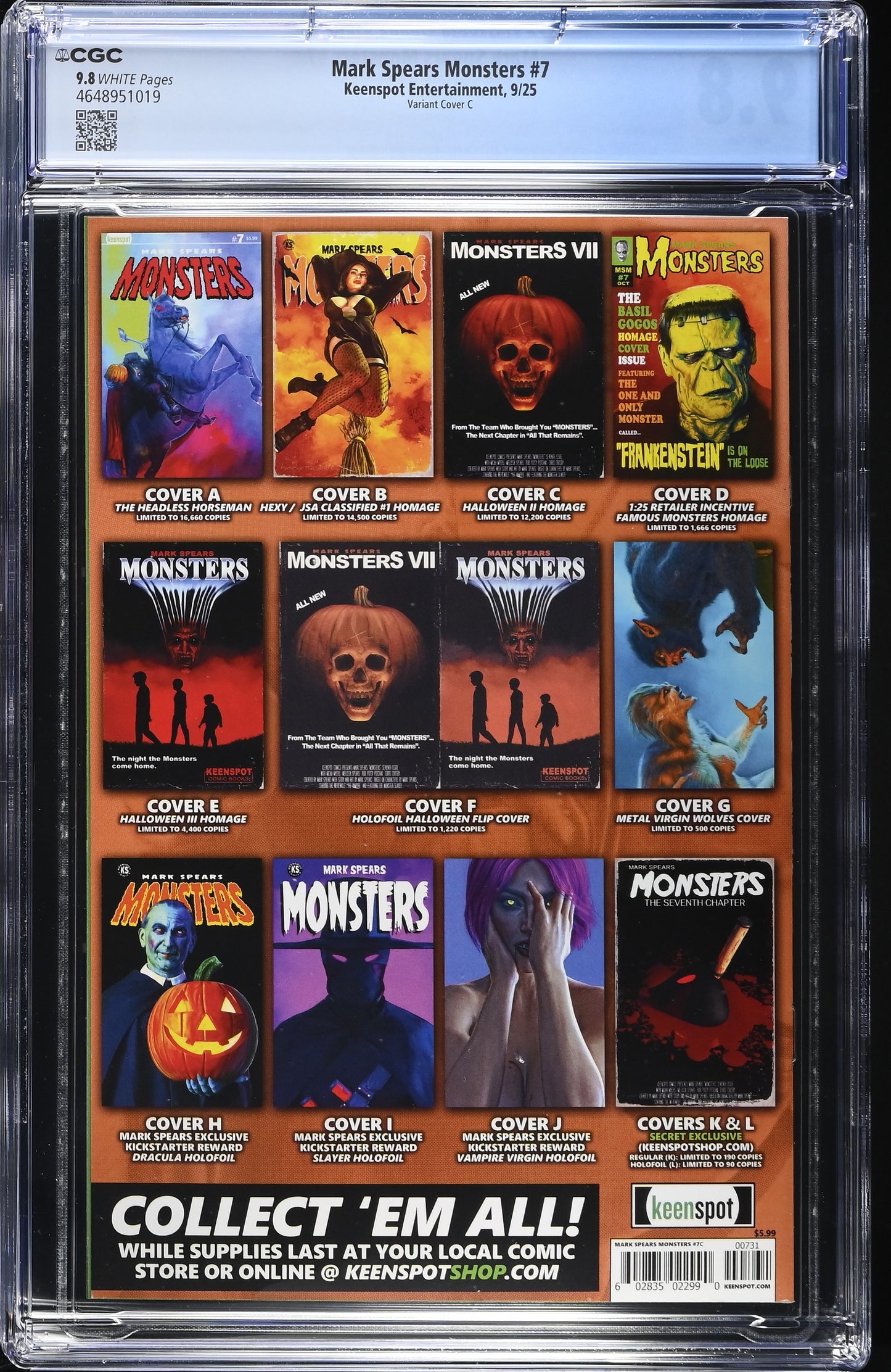 MARK SPEARS MONSTERS #7 CVR C - CGC 9.8