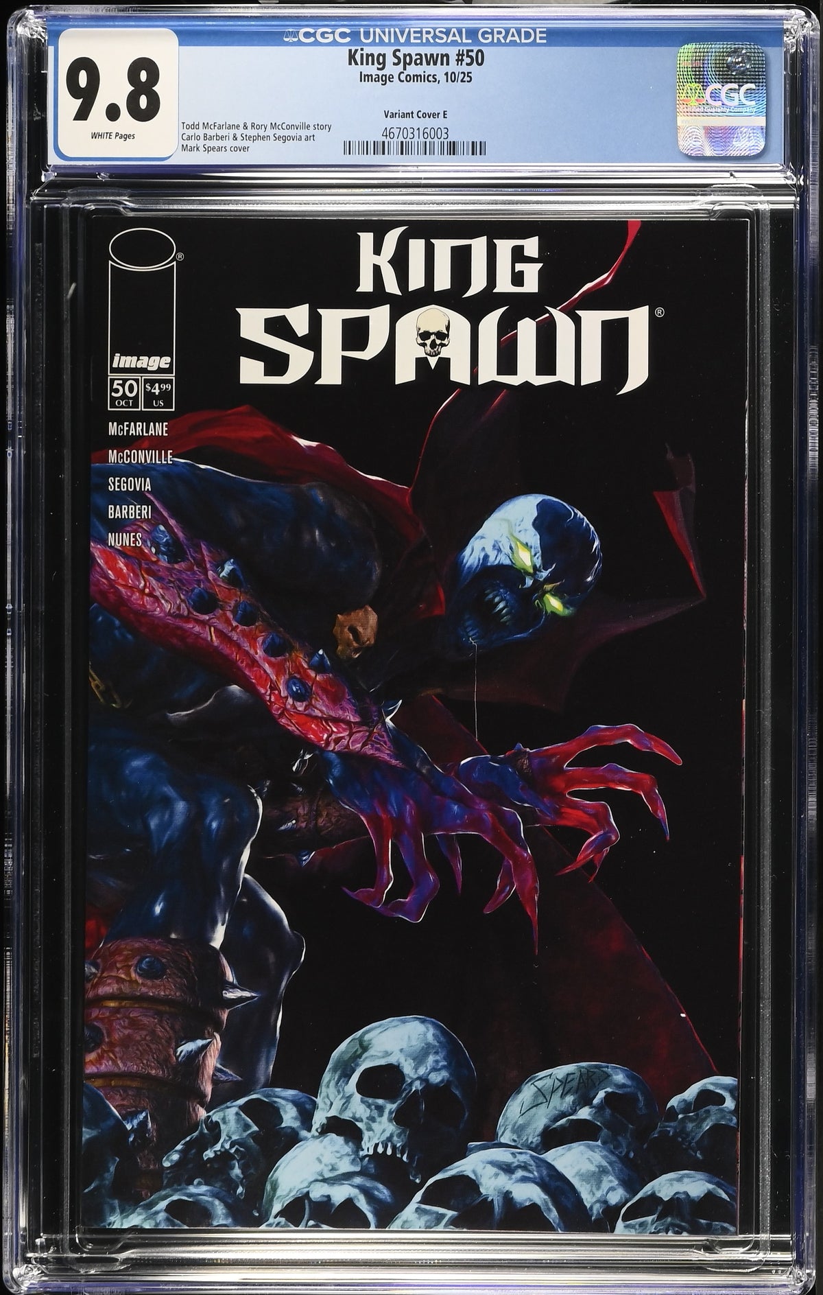 King Spawn #50 - Mark Spears 1:50 Variant E - CGC 9.8