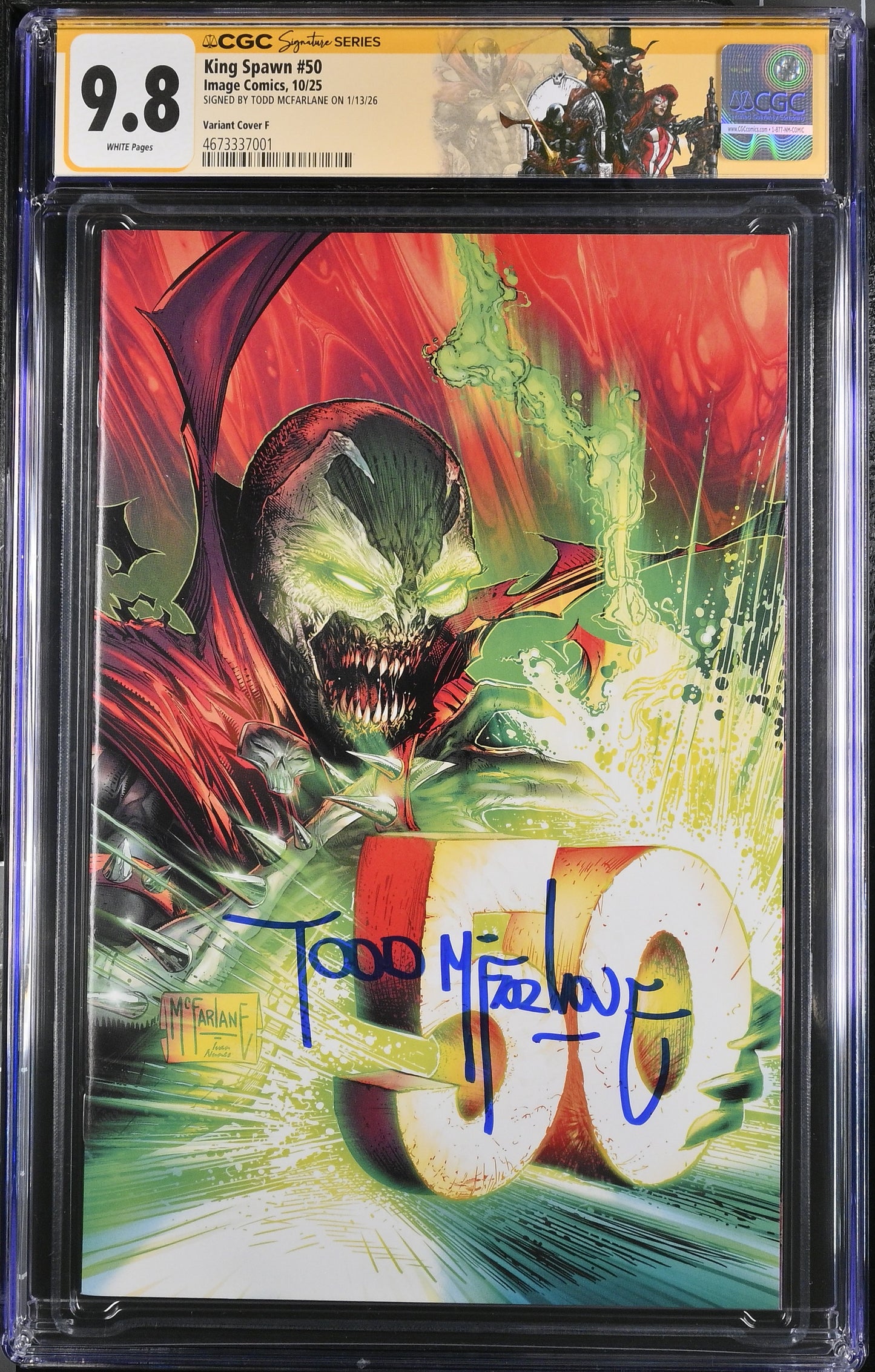 King Spawn #50 1:100 Variant | McFarlane Signed | CGC 9.8 | Custom Label