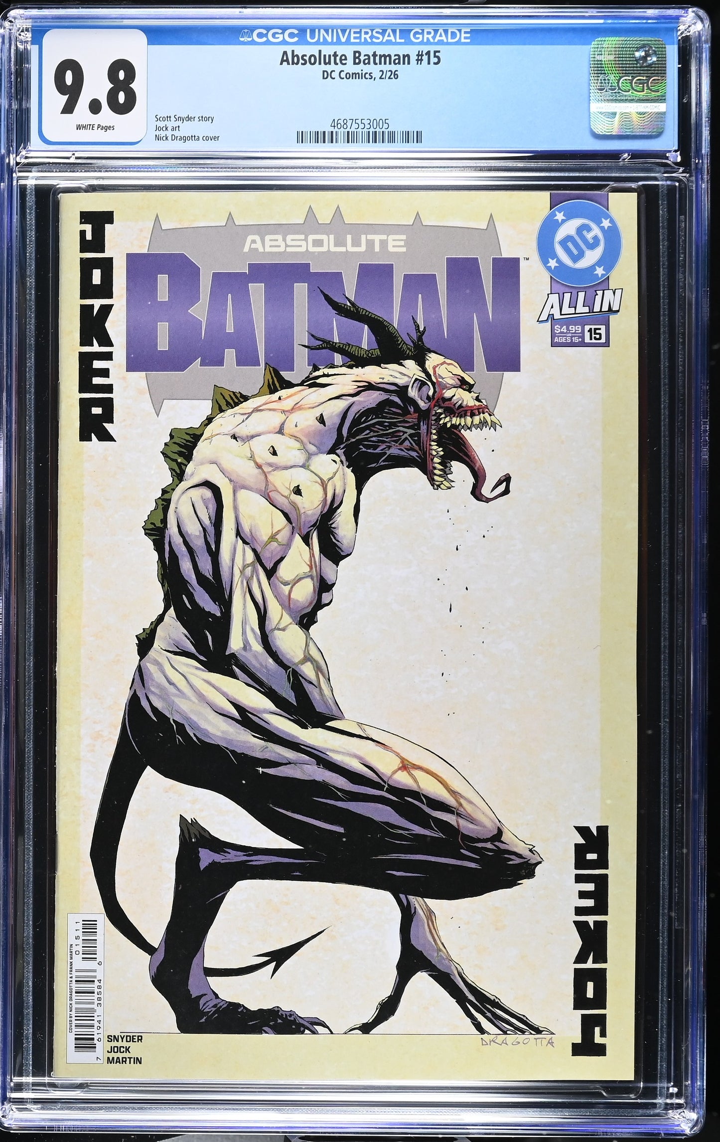 ABSOLUTE BATMAN #15 CVR A NICK DRAGOTTA 1ST PRINT - CGC 9.8