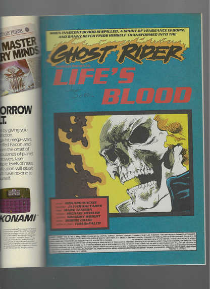 Ghost Rider, Vol. 2 #1a Signed by Javier Saltares (No COA)