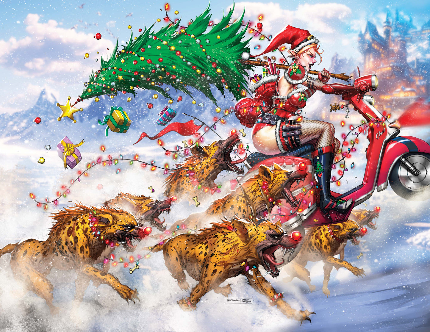 2025 Christmas Moped Madness White Wraparound Virgin Comic