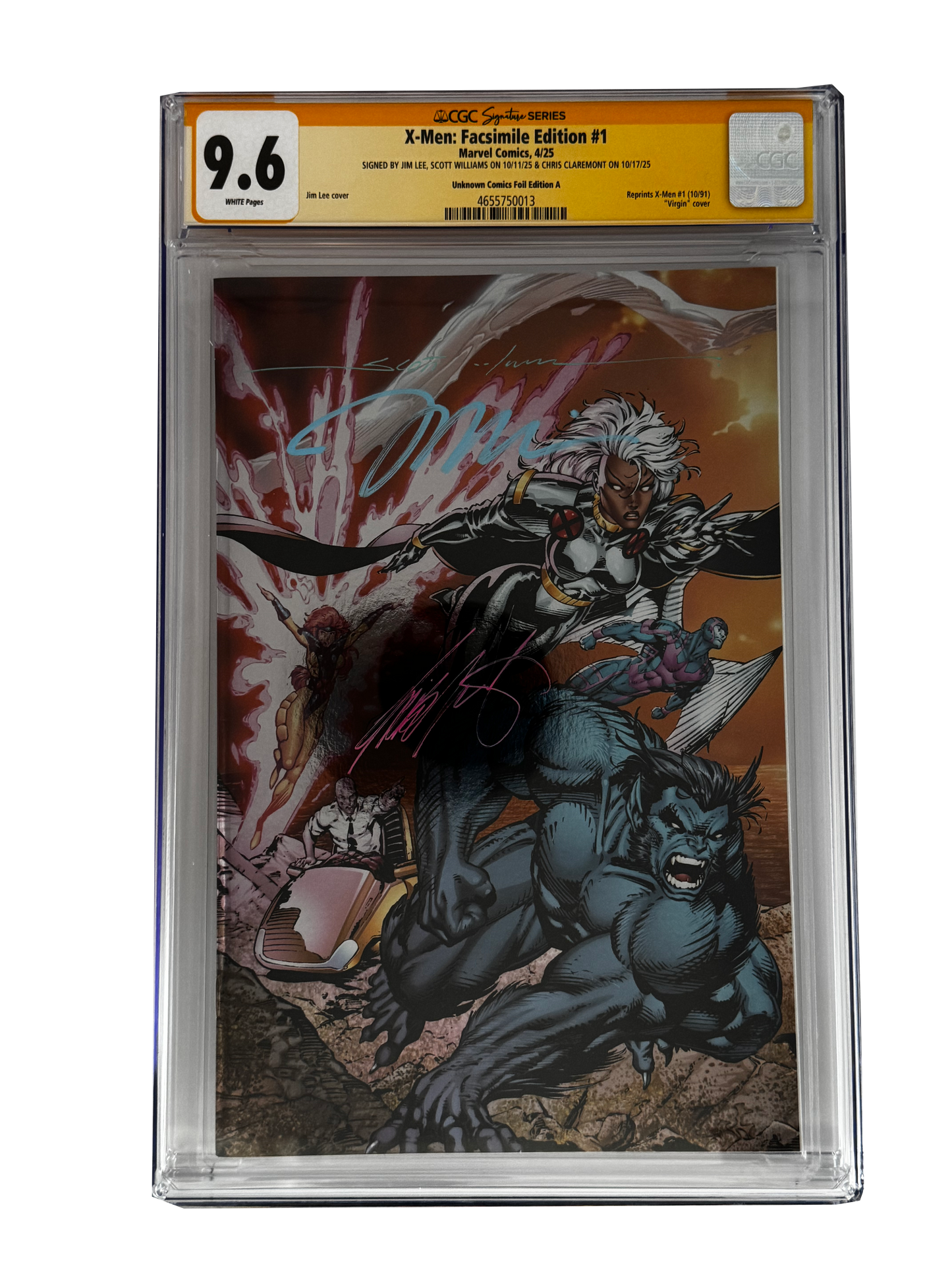 [TRIPLE SIGNED CGC YELLOW LABEL 4 PACK FOIL] X-Men 1991 #1 Facsimile Jim Lee | Claremont |  Williams Cover Var [Set #3]