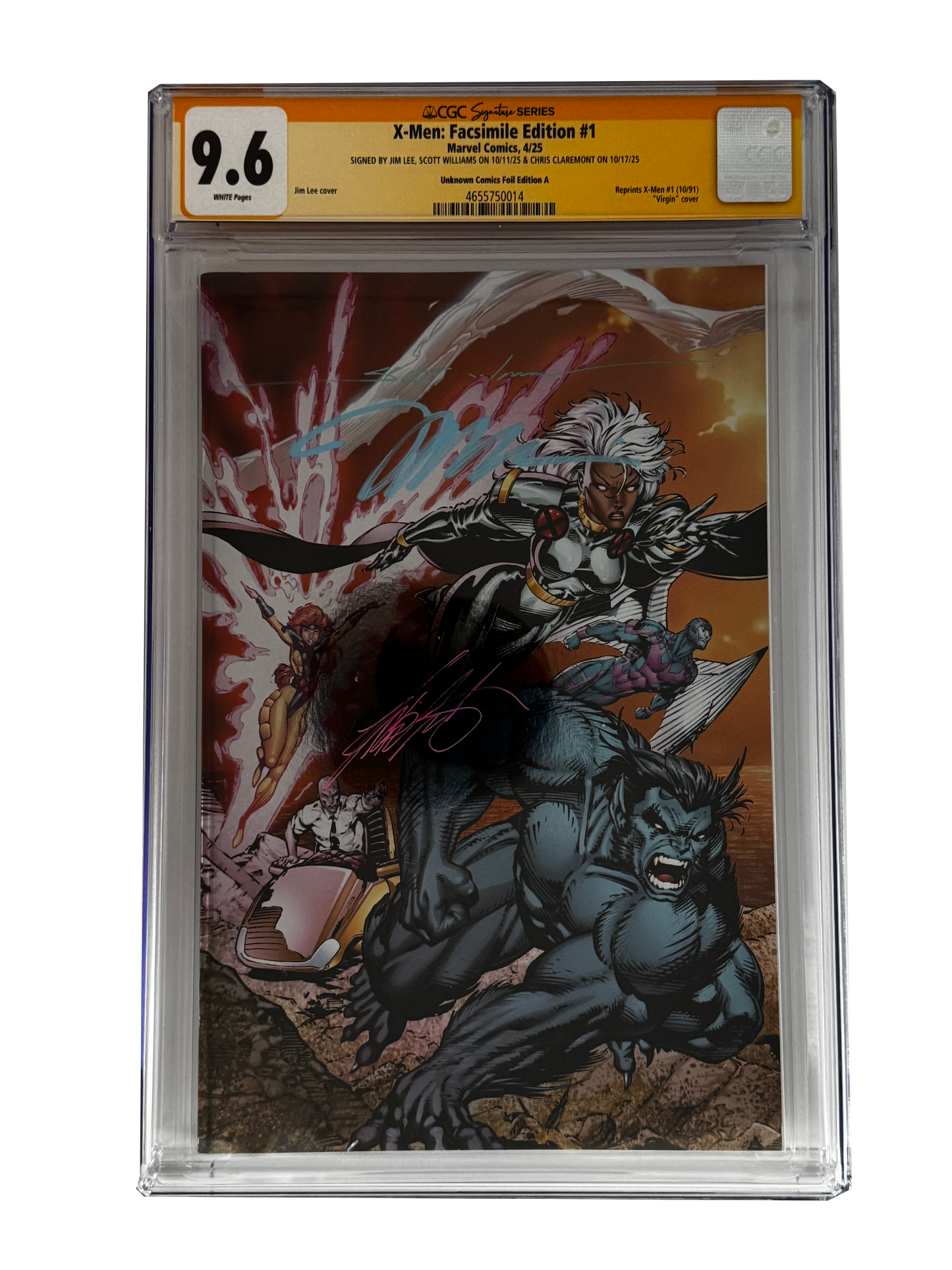 [TRIPLE SIGNED CGC YELLOW LABEL 4 PACK FOIL] X-Men 1991 #1 Facsimile Jim Lee | Claremont |  Williams Cover Var [Set #2]