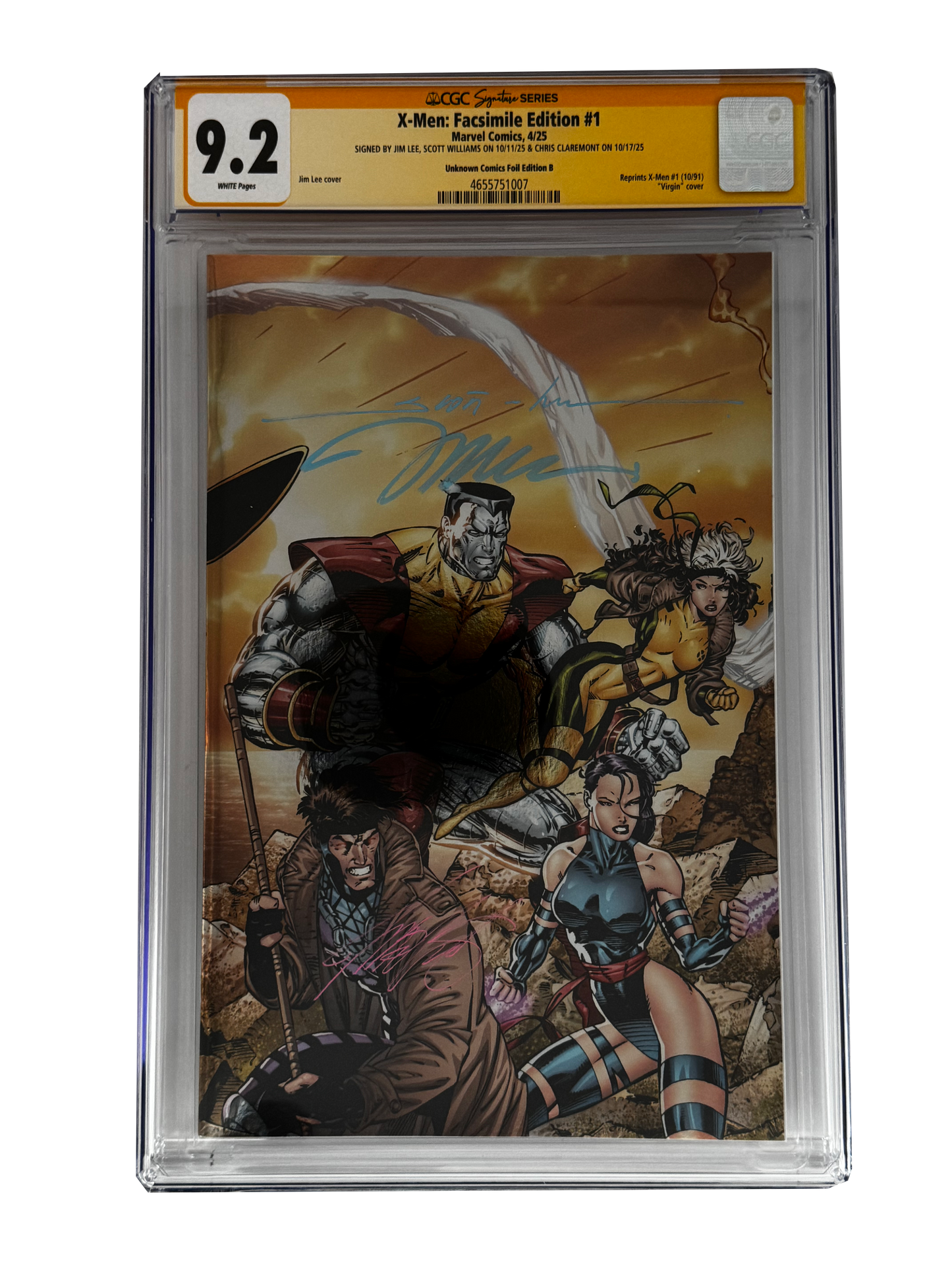 [TRIPLE SIGNED CGC YELLOW LABEL 4 PACK FOIL] X-Men 1991 #1 Facsimile Jim Lee | Claremont |  Williams Cover Var [Set #4]