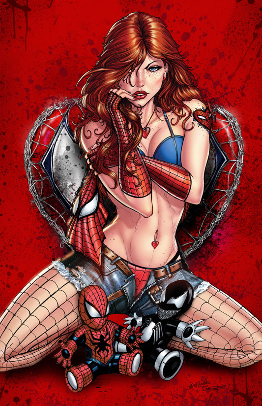 Webbed Girlfriend Crouch Red Virgin Comic