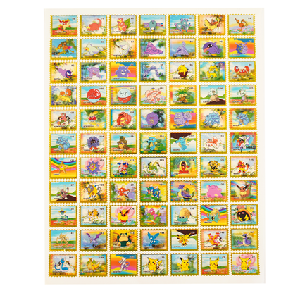 Pokemon Stamp Sticker Sheet (2000) - 77 Stickers