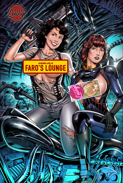 Ripley & Shaw – Alien x Prometheus Xenomorph Chopper Poster | Faro's Lounge