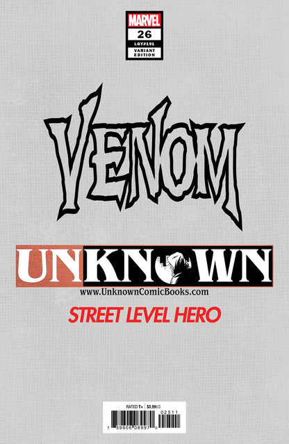 VENOM #26 UNKNOWN COMICS TYLER KIRKHAM EXCLUSIVE CLASSIFIED VAR (07/15/2020)