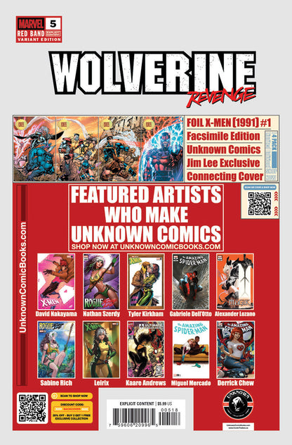 [Signed by Tyler Kirkham] Wolverine Revenge #5 Red Band Unknown Comics Exclusive Tyler Kirkham Var [Polybagged] Explicit Content [IN STOCK]