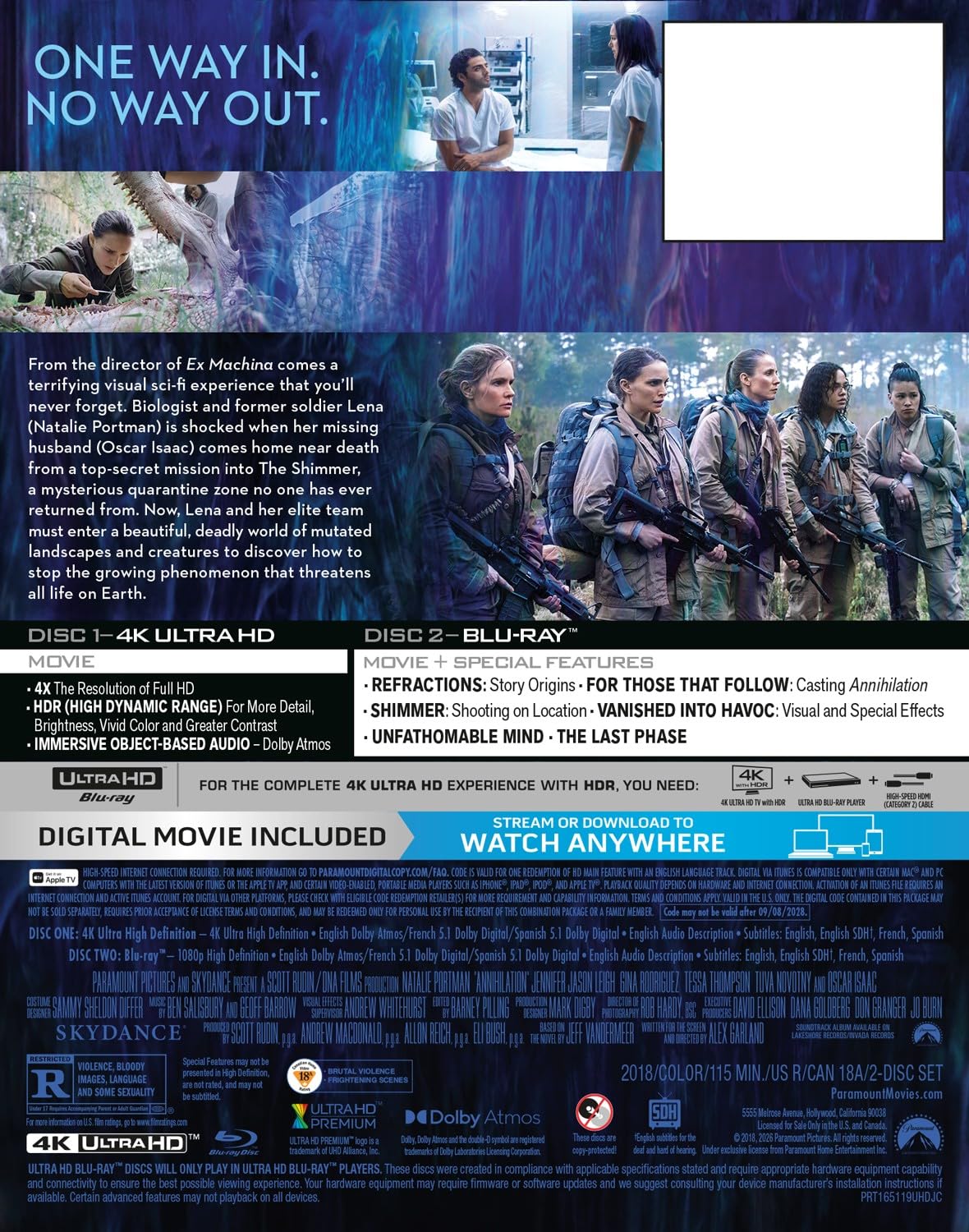 Annihilation - Limited Edition Steelbook (4K Ultra HD + Blu-ray + Digital)