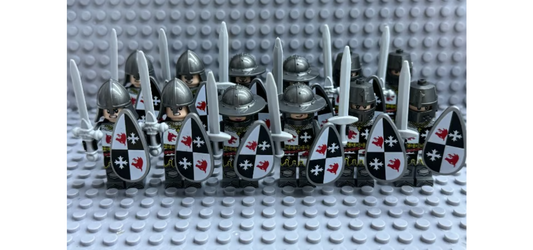 12-Piece Medieval Grey Soldier Army Set